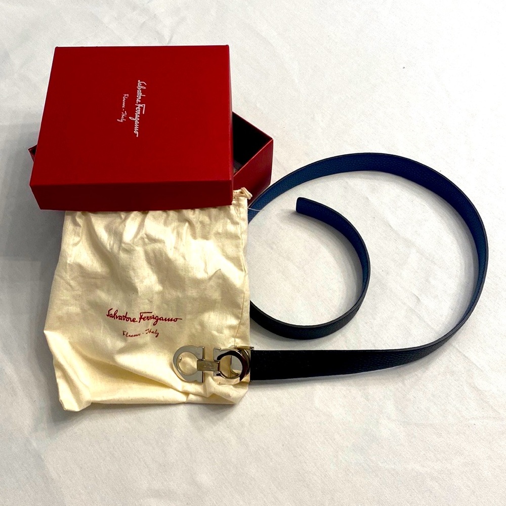 Ferragamo Double Gancini Reversible Leather Belt
